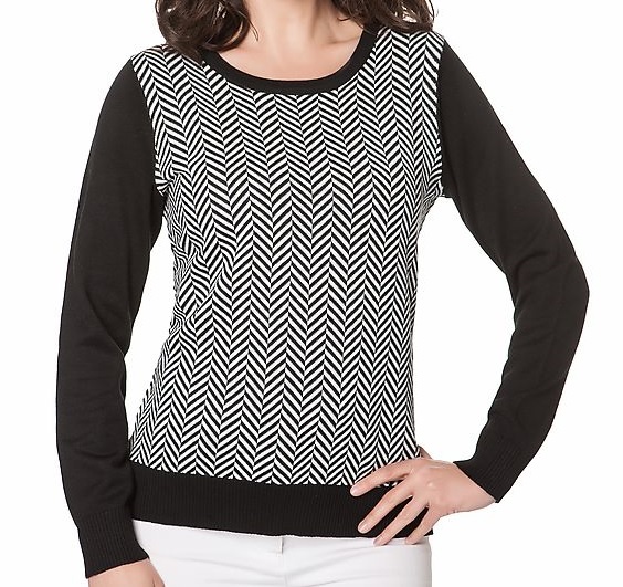 76339 Pullover mit ZickZack Muster schwarzweiss Gr 76339 Pullover mit ZickZack Muster schwarzweiss Gr